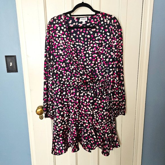 Dress The Drop Caralyn Mirand Long Sleeve Navy & Pink Polka Dot Tie  - Size XXL - Picture 5 of 10